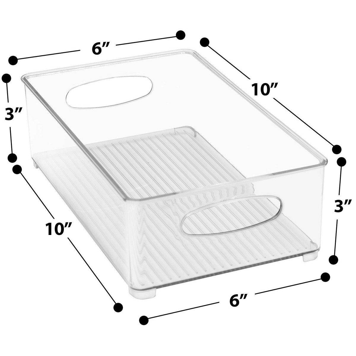 Hosler 6 Pack Medium Stackable Clear Storage and Organizer Bins with Handles (Set of 6)